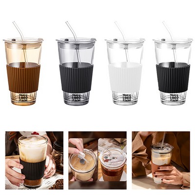 15oz Premium Glass Coffee Cup for Hot & Cold Drinks