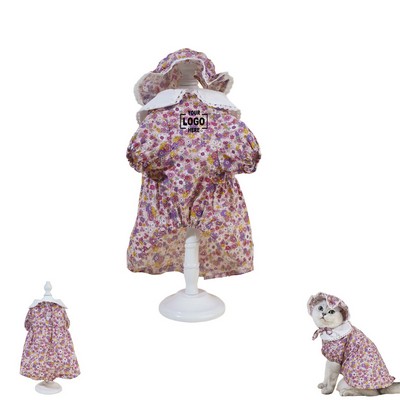 Floral Pet Dress And Hat Set