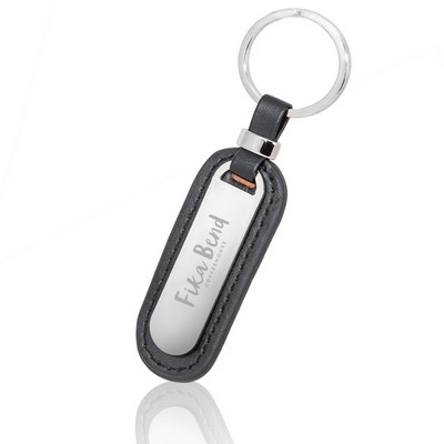 Contrasting Faux Leather and Metal Keychain