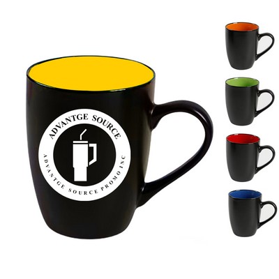 16 oz Two-Tone Ceramic Mug With Large Handle