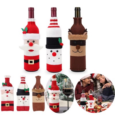 Custom Holiday Wine Gift Wrap Cute Christmas Sweater Festive Wine Bottle Cover