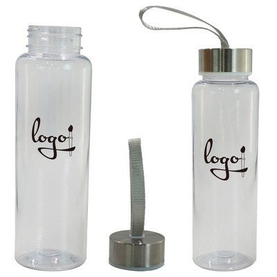 Meera 17 Oz. Clear Plastic Water Bottles with Strap