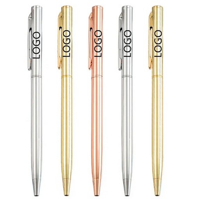 Slim Metallic Retractable Ballpoint Pens