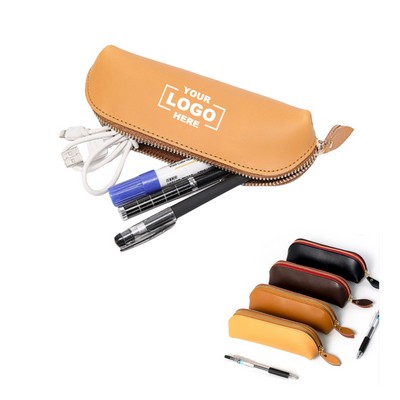 Genuine Leather Zipper Pencil Case