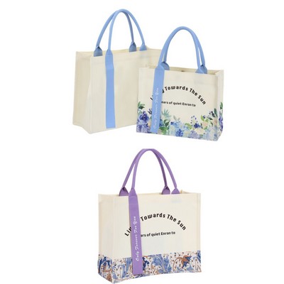 Patterned Canvas Tote Bag W/ Magnetic Closure 14X12X6"