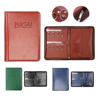 Portable Business PU Leather Key Binder Organizer