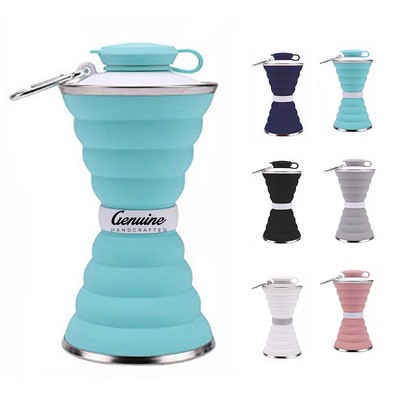 17oz Silicone Collapsible Water Bottle with Carabiner Clip