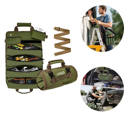 Heavy Duty Portable Tool Roll Organizer with Pouches