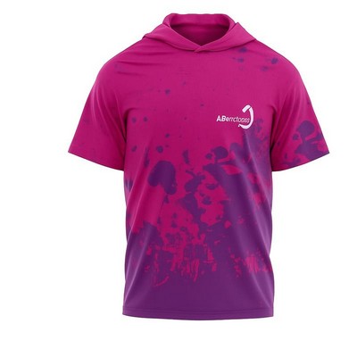 Spun Polyester Short Sleeve Hooded T-Shirt Unisex