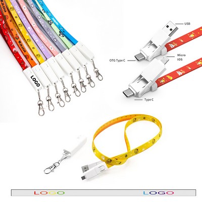 6-in-1 3A Fast Speed Charger Wristband/Cable with Key Chain Ruler 35.4" - By Air