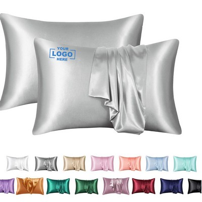 Solid Color Queen Satin Pillowcase
