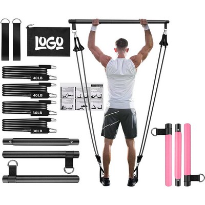 Portable Yoga Pilates Bar Kit w/ Resistance Bands