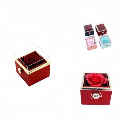 Rotating Acrylic Keepsake Box with Eternal Rose for Gifting