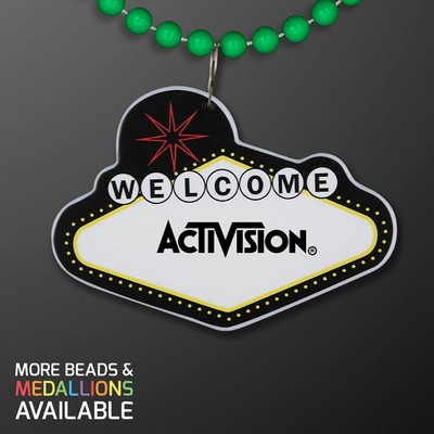 LED Bead Necklace with Las Vegas Medallion - BLANK