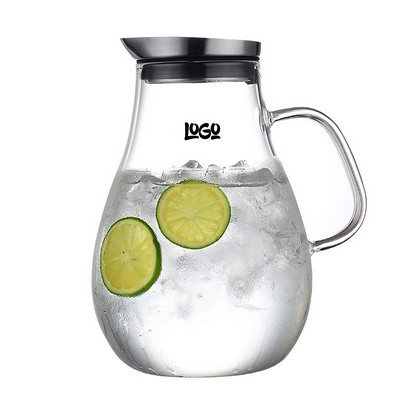 Glass Water Pitcher With Stainless Steel Dustproof Lid