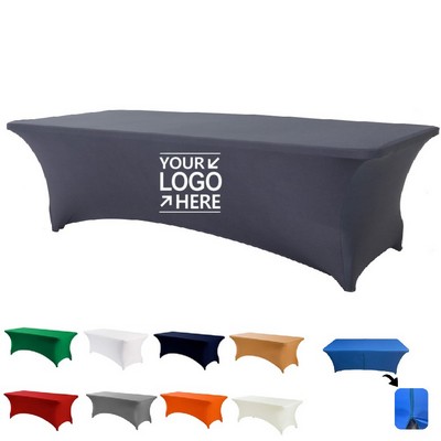 8' Custom Stretch Tablecloth Full Print Spandex Cover with Zipper 280GSM