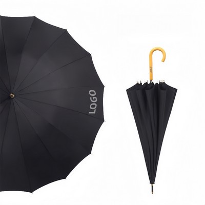 16-Rib Long Handle Auto Open Umbrella – Japanese Style Clear Design