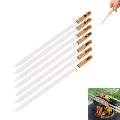 Stainless Steel BBQ Kabob Skewer With Wood Handle