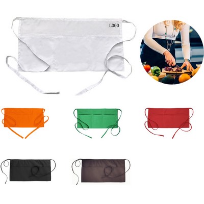 Half Apron with 3 Pockets for Work Waist Apron