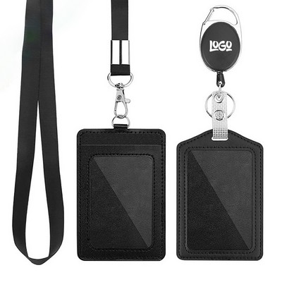 2 Packs Vertical PU Leather And Id Badge Card Holder