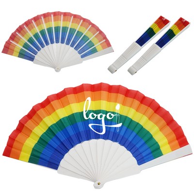 Full-Color Rainbow Folding Fan 9" – Cheer, Performance & Party Accessory