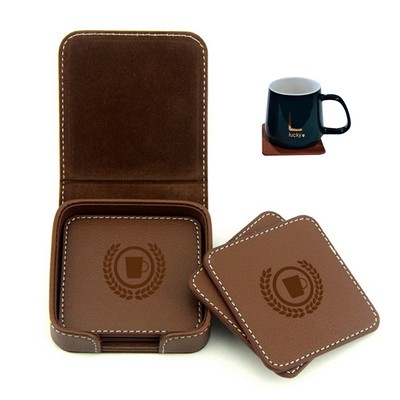 Leather Square Coaster Set