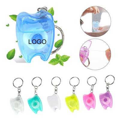 Tooth-Shaped Mint Floss Keychain
