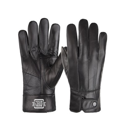 Genuine Sheepskin Leather Winter Cashmere Gloves