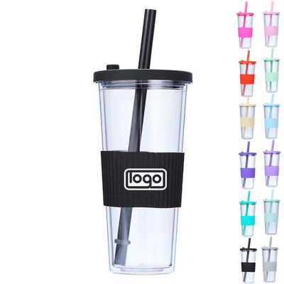24oz Plastic Cup with Straw