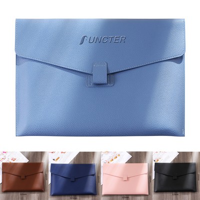 PU Leather A4 File Folder Document Holder Envelope Folder Case W/Snap Closure ( Lichee Pattern )