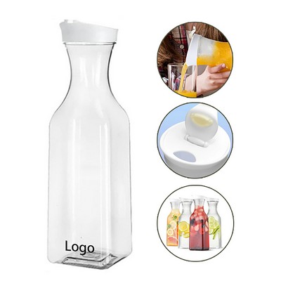 Plastic Large 50 Oz Square Base Water Carafe with Flip Top Lid