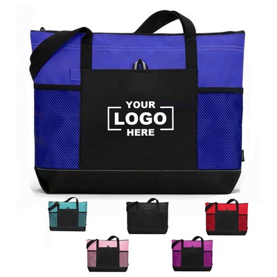 Large Capacity 600D Oxford Tote Bag with Mesh Pocket