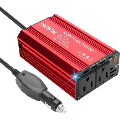 300W Power Inverter 12V DC to 110V AC, Car Charger Plug in Adapter Outlet with PD65W USB-C& 18W Port
