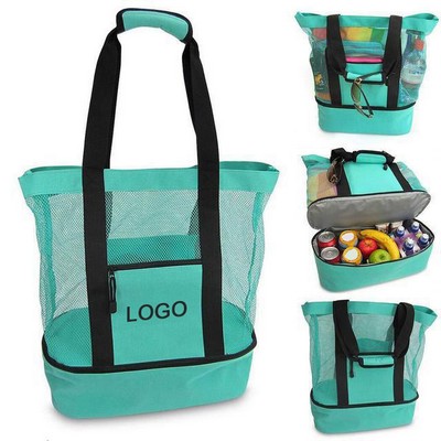 Mesh Beach Tote Bag With Cooler