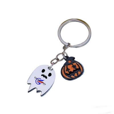 Halloween Pumpkin Ghost Keyring