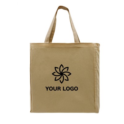 Edged Natural Canvas Pocket Gusset Tote Bag