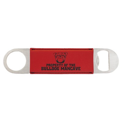 Red Leatherette Bottle Opener - Laser Engraves to Black