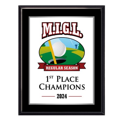 9" x 12" Black Matte Finish Plaque w/Full Color Sublimated Imprint and Back Plate