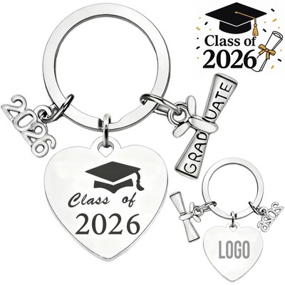 Class of 2026 Heart Graduation Keychain