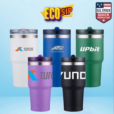 EcoSip 20oz Double Wall Tumbler with Straw Lid – SS Outside PP Inside