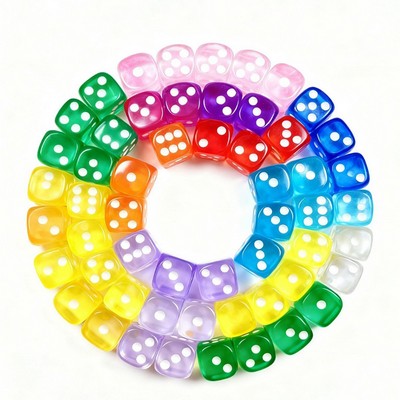 16Mm Rounded Edge Transparent Acrylic 6-Sided Dice