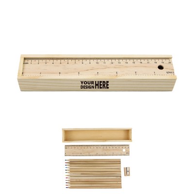 Wooden Box 12-Color Colored Pencil Set