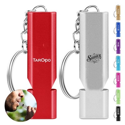 Dual Hole Aluminum Alloy Outdoor Survival Whistle W/ Keychain