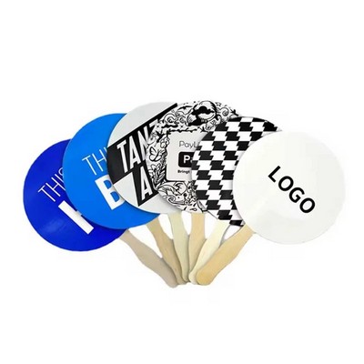 Customized Round Hand Fan with Wooden Handle