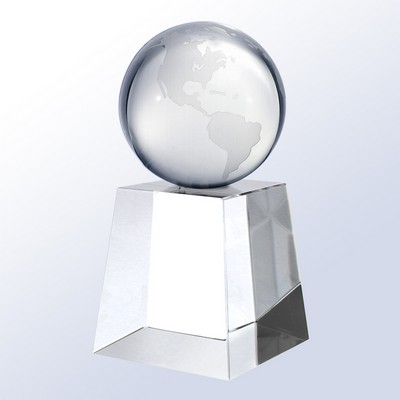 Globe Sphere Crystal Award, Clear, 6 1/2"H
