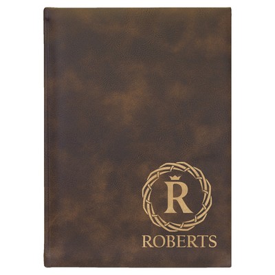 Rustic Brown Large Leatherette Journal with Lined Notepad - Laser Engraves to Gold