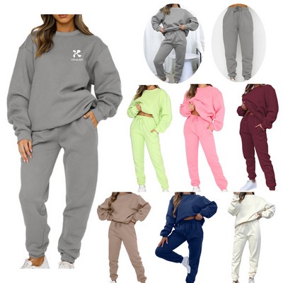 Women 2 Piece Long Sleeve Pullover Sweatshirt Pants Set