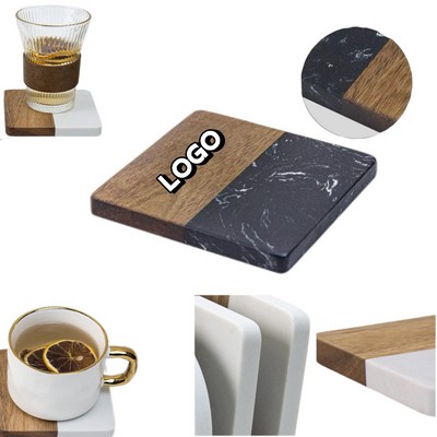Marble Inlaid Acacia Wood Coasters