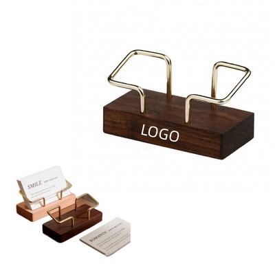 Wood and Gold Wire Business Card Holder