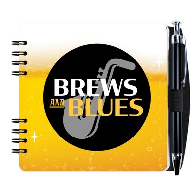 5" Gloss Square Journal w/Dynamic Pen & Safe Back Cover
